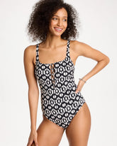 Gottex Mantra Square Neck One Piece Swimsuit Black/White - Chico's