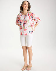 Cotton Voile Croix Collage Blouse Calypso Coral - Chico's