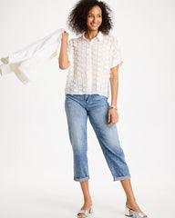 3D Floral Chiffon Camp Shirt Alabaster - Chico's