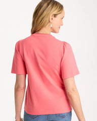 Embroidered Button-Front Tee Calypso Coral - Chico's