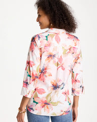 No Iron™ Stretch Croix Collage Shirt Calypso Coral - Chico's
