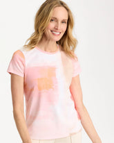 Cotton Stretch Watercolor Cap Sleeve Tee Calypso Coral - Chico's