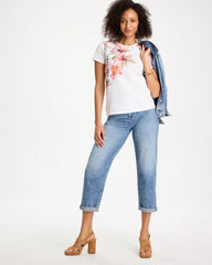 Cotton Stretch Ethereal Floral Cap Sleeve Tee Calypso Coral - Chico's