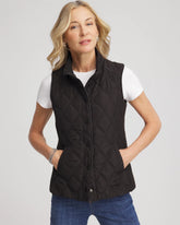 Rib Trim Quilted Vest Black - Chico's