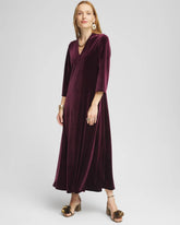 V-Neck Velour Midi Dress Deep Raisin - Chico's