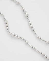Silvertone Long Beaded Necklace Silver - Chico's