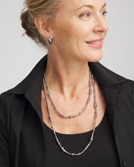Silvertone Long Beaded Necklace Silver - Chico's