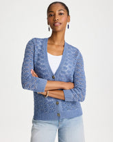 Crochet Knit Pointelle Cardigan Denim - Chico's