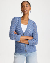 Crochet Knit Pointelle Cardigan Denim - Chico's