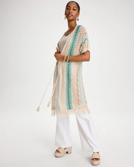 Rainbow Crochet Pointelle Vest Bondi Blue - Chico's
