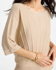 Metallic Pleated Dolman Pullover Sweater Ecru - Chico's