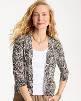 Summer Romance Printed Cardigan Cattail Brown - Chico's