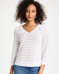 Metallic Striped Pullover Sweater Alabaster - Chico's