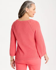 Cotton-Blend Pullover Sweater Calypso Coral - Chico's