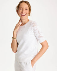 Ella Short-Sleeve Pointelle Sweater Alabaster - Chico's