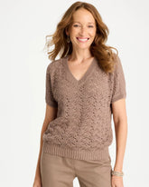 Sequin Pointelle Pullover Topaz Smoke - Chico's