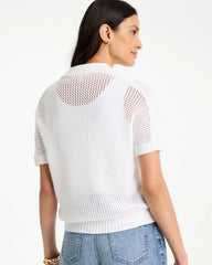 Sequin Pointelle Pullover Polo Sweater Alabaster - Chico's
