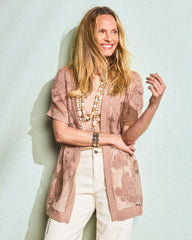 Cotton-Blend Crochet Cocoon Cardigan Mocha Mousse - Chico's