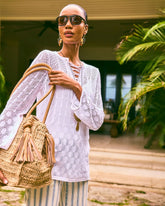 Cotton-Linen Lace Notch-Neck Sweater Alabaster - Chico's