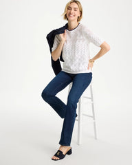 Pointelle Blanket-Stitch Pullover Sweater Alabaster - Chico's