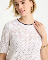 Pointelle Blanket-Stitch Pullover Sweater Alabaster - Chico's