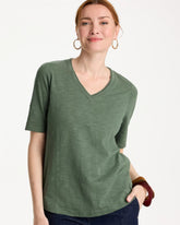 Cotton Slub V-Neck Tee Kelp Forest - Chico's