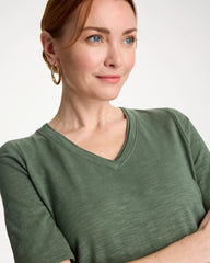 Cotton Slub V-Neck Tee Kelp Forest - Chico's