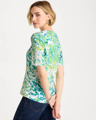 Pima Printed Elbow Sleeve Tee Bondi Blue - Chico's