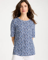 Cotton Slub Printed Tee Passport Blue - Chico's