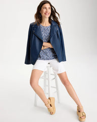 Cotton Slub Printed Tee Passport Blue - Chico's