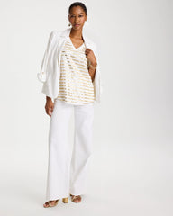 Striped Cotton Slub V-Neck Tee Alabaster - Chico's