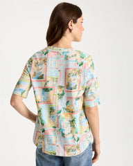 Limoni Dolci Cotton Slub V-Neck Tee Bondi Blue - Chico's