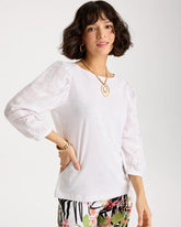 Cotton Eyelet Sleeve Tee Alabaster - Chico's