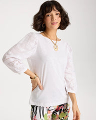 Cotton Eyelet Sleeve Tee Alabaster - Chico's