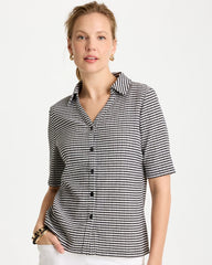 Gingham Textured Camp Tee Black - Chico's