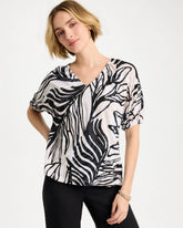 Linen Ruched Palm Tee Smokey Taupe - Chico's