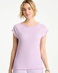 Textured Knit Lettuce Raglan Tee Orchid Mist - Chico's