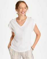 Cotton Slub Epaulette Tee Alabaster - Chico's