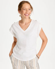 Cotton Slub Epaulette Tee Alabaster - Chico's