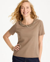 Cotton Sequin Tee Topaz Smoke - Chico's
