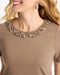 Cotton Sequin Tee Topaz Smoke - Chico's
