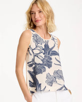Caviar Trim Floral Tank Ecru - Chico's