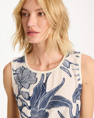 Caviar Trim Floral Tank Ecru - Chico's