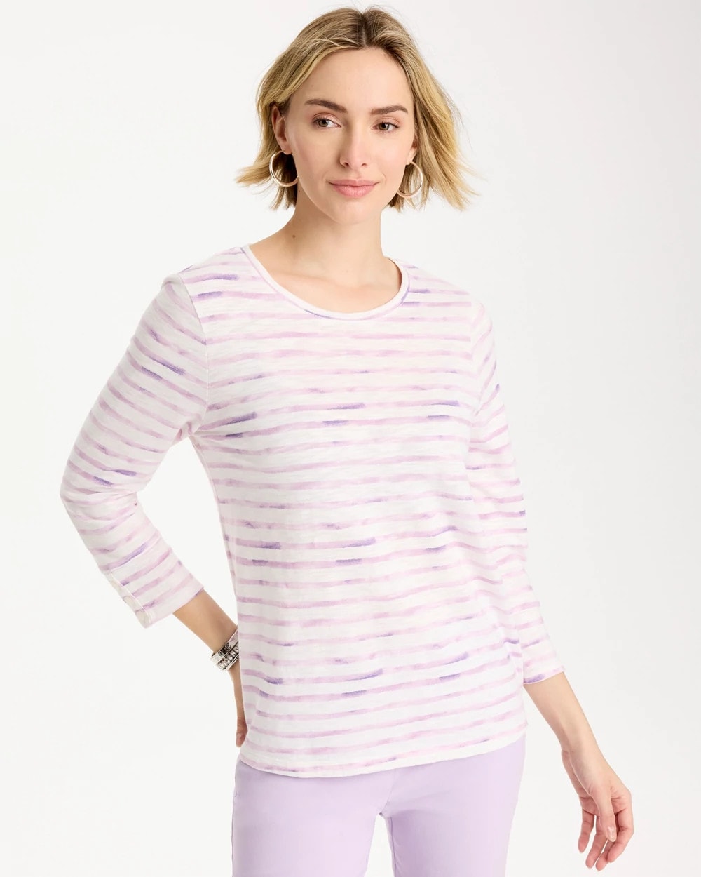 Palermo Cotton Slub Tee Pale Sweet Pea - Chico's