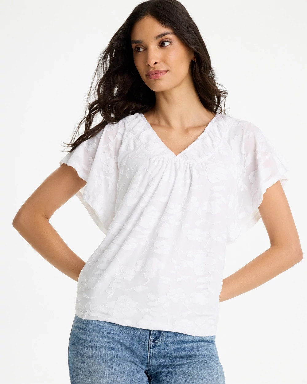 Burnout Floral Tee Alabaster - Chico's
