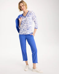 Zenergy® Slub Knit Mesh Trim Tee Amparo Blue - Chico's