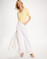 Striped Cotton Slub V-Neck Tee Golden Haze - Chico's