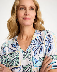 Palm Cotton Slub V-Neck Tee Green Clover - Chico's