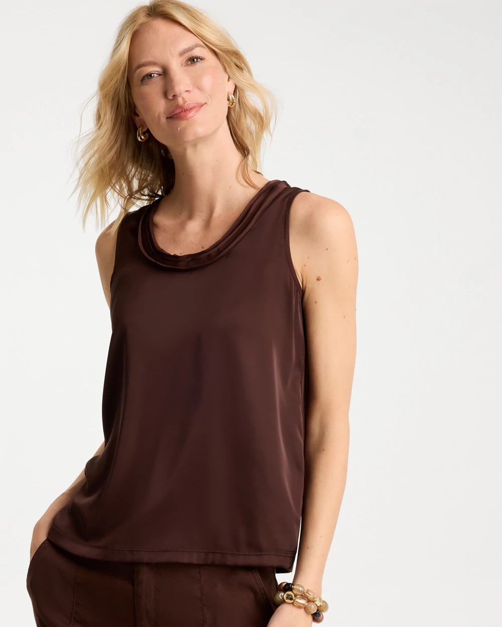 Jersey Satin Tank Top Deep Brown - Chico's