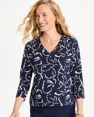 Maya Cotton Stretch 3/4 Sleeve Tee Passport Blue - Chico's
